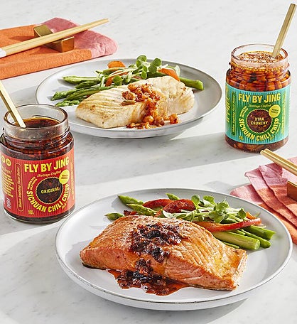 MSC Wild Alaskan Sockeye and Halibut with Fly By Jing Sichuan Chili Crisp Duo