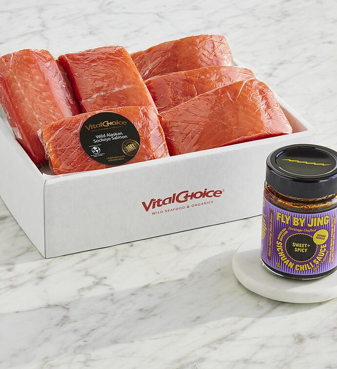 MSC Wild Alaskan Sockeye Salmon with Fly By Jing Sweet + Spicy Sichuan Chili Sauce