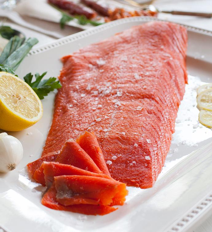 Wild Sockeye Salmon Nova Lox whole fillet, skinless, boneless, sliced, oz